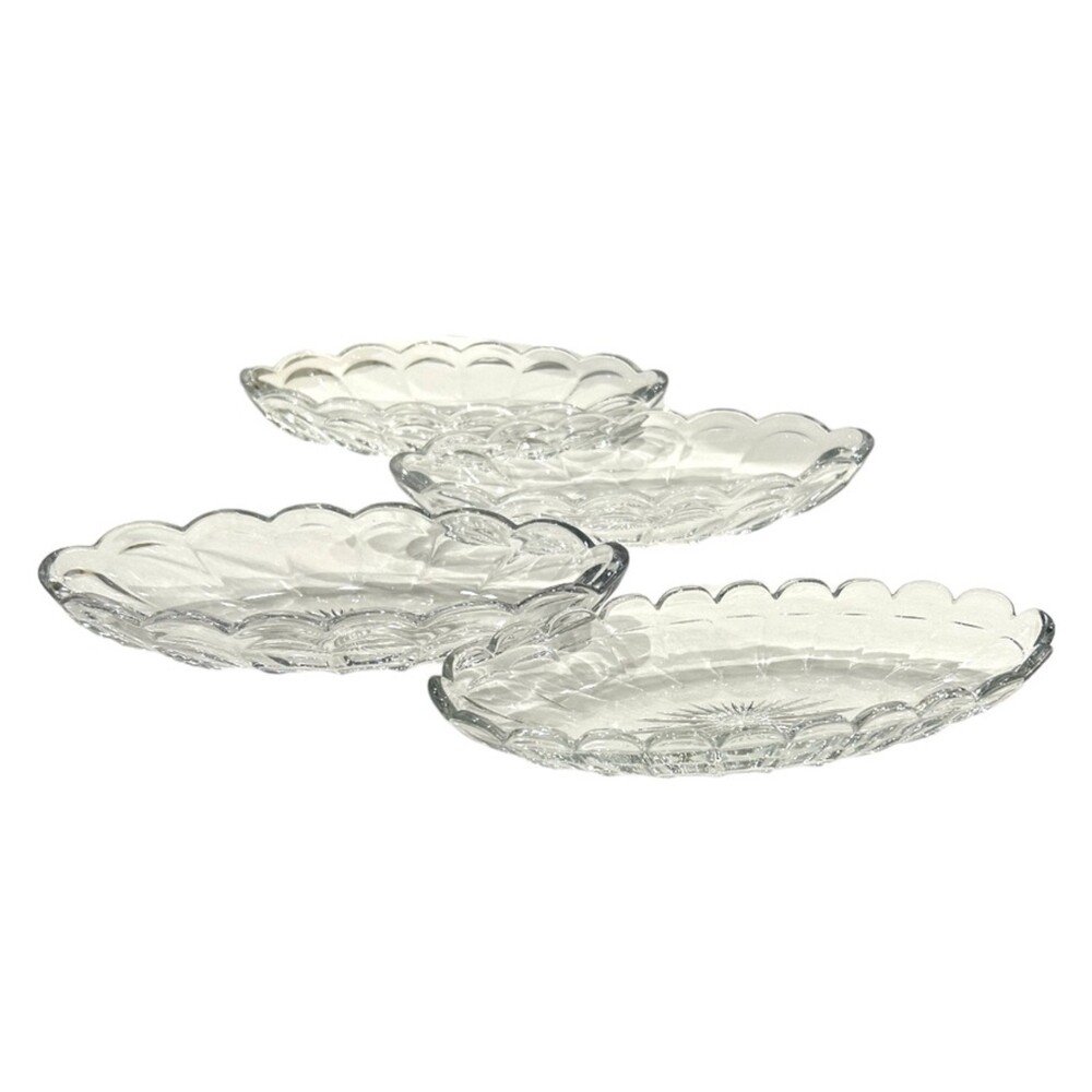 Vintage Heisey Glass"Colonial" Scallop Star Base Relish/Olive/Dessert Dish (4)